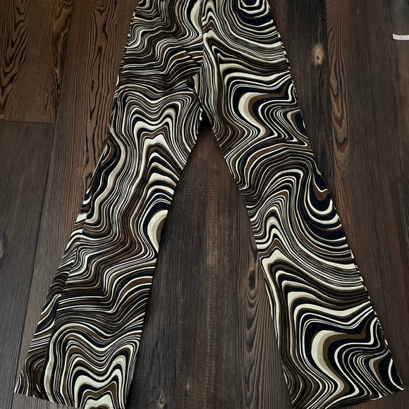 MOTEL ROCKS Denim Size:S Zoven Ripple Swirl High Waist Trouser Pants - Picture 4 of 12